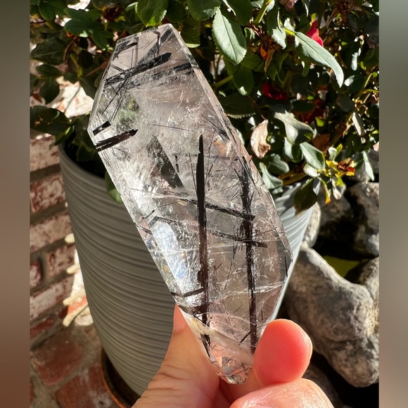 Clear Quartz With Black Tourmaline Free Form - Picture 4 of 7